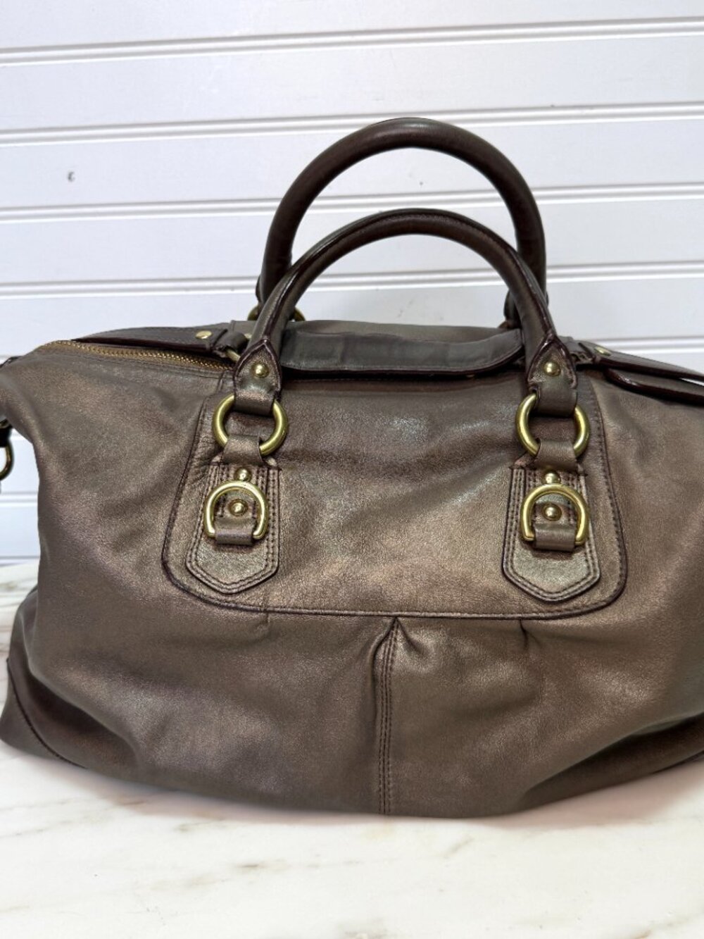 Coach Ashley Bronze Leather Y2K Slouchy 2 Way Satchel Shoulder Bag - Picture 7 of 14